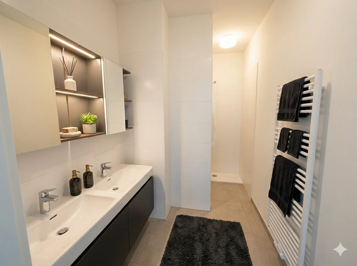 Hochwertiges Hauptbad mit begehbarer Dusche